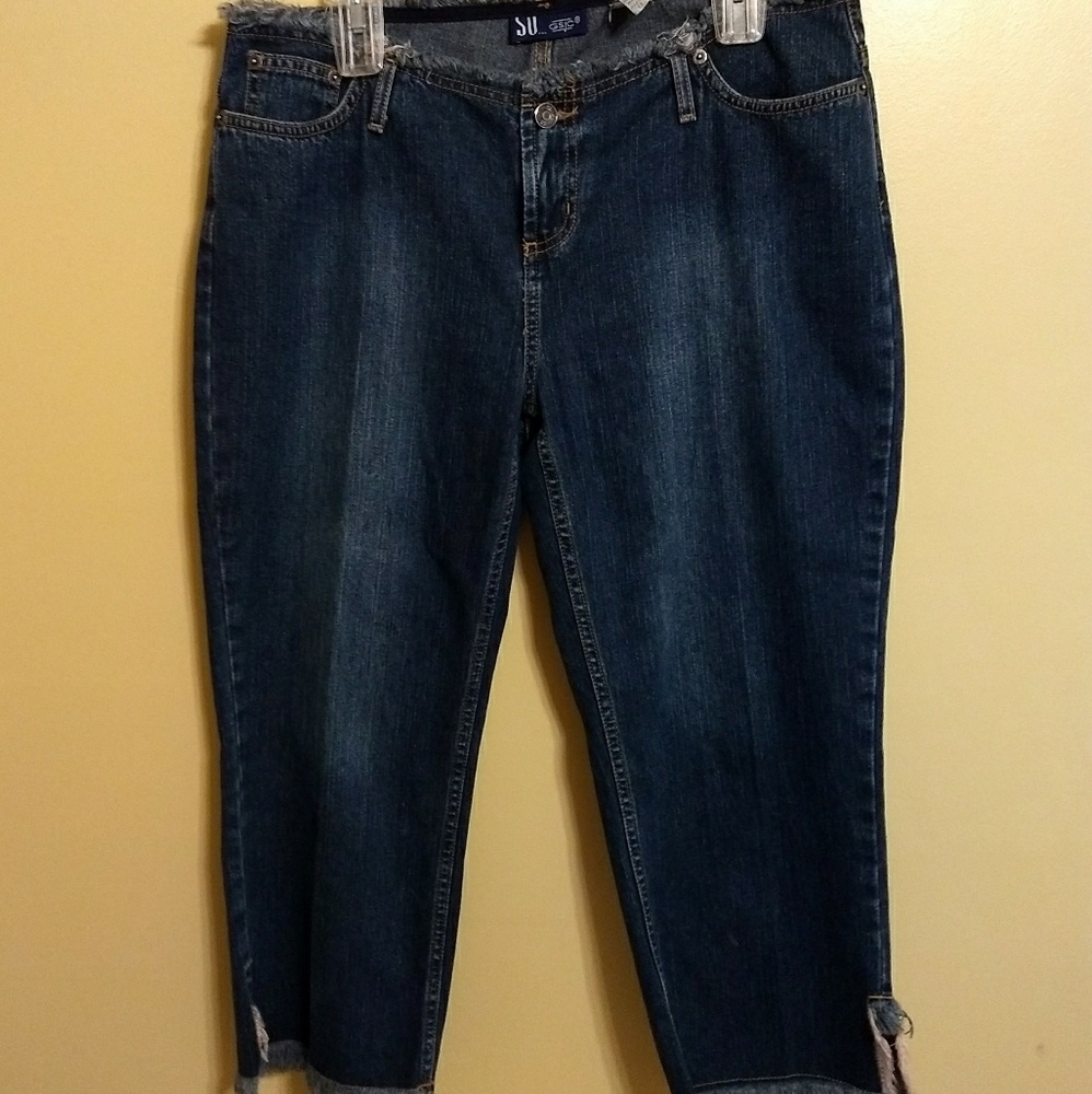 Vintage high waist so jean capris fray sz 13 *U